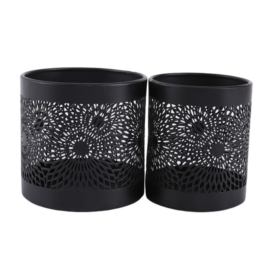 Windlicht Set Oyolo schwarz 10cm 2 Stück