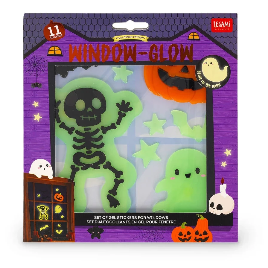 Fensteraufkleber, Gel-Sticker, Halloween-Ausgabe, Leuchtend im Dunkeln, Skelett-Pumpkin-Geist
