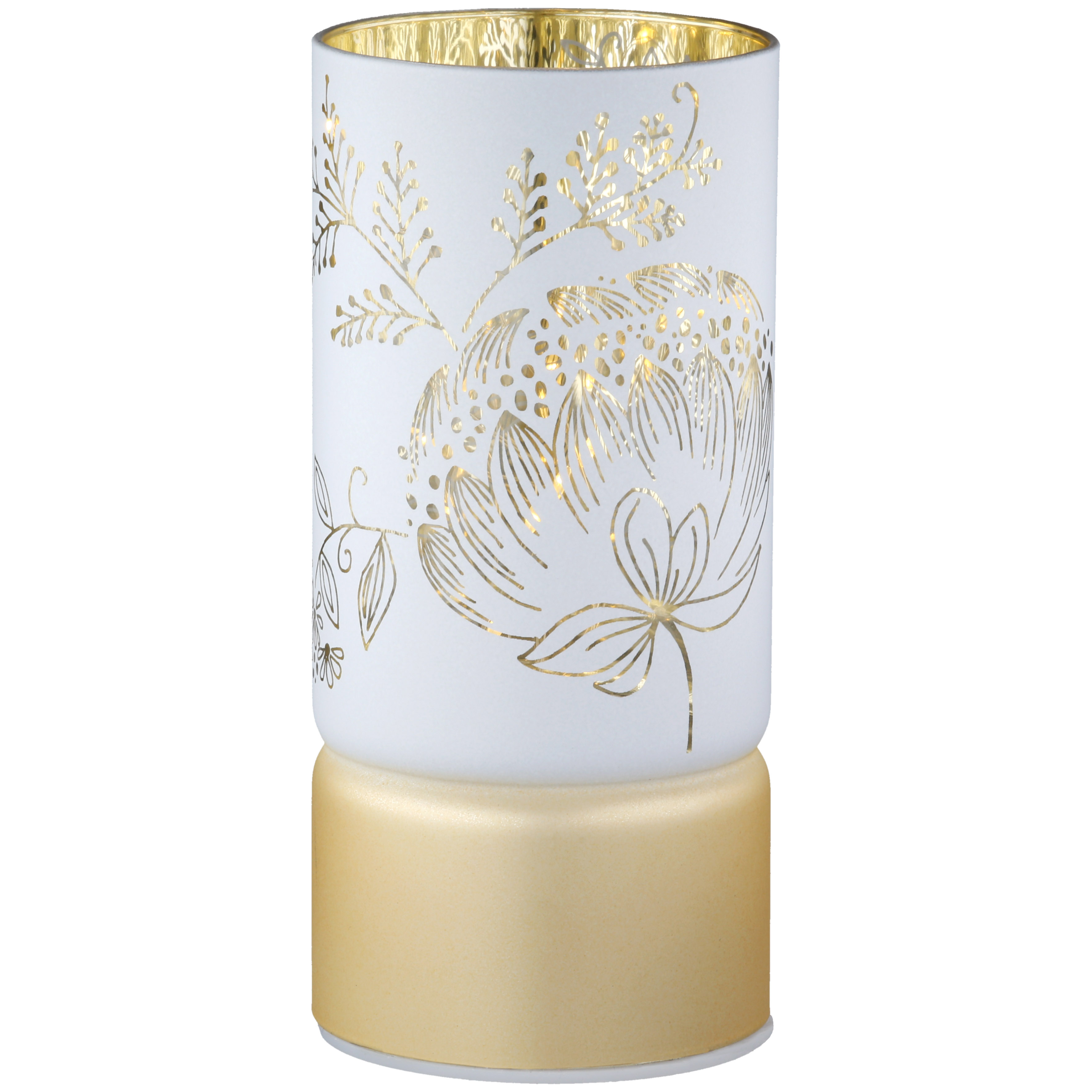 Glas Windlicht Bauerngarten LED 15cm