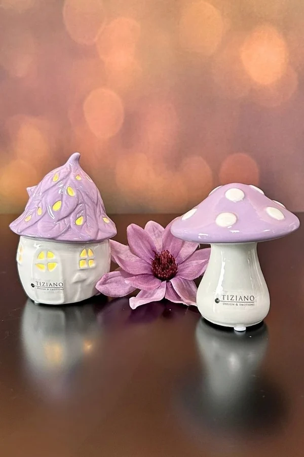 Deko Pilz Ponti Lila 10cm porzellan, pilz, lila, leuchte, figürchen