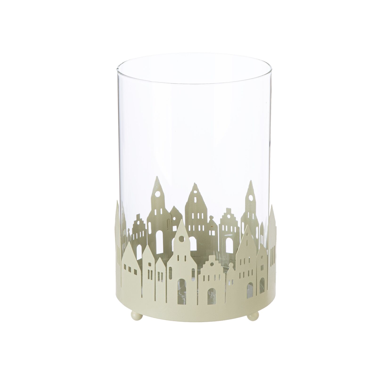 Windlicht Stadtlichter weiß 19cm Lampe, Glas