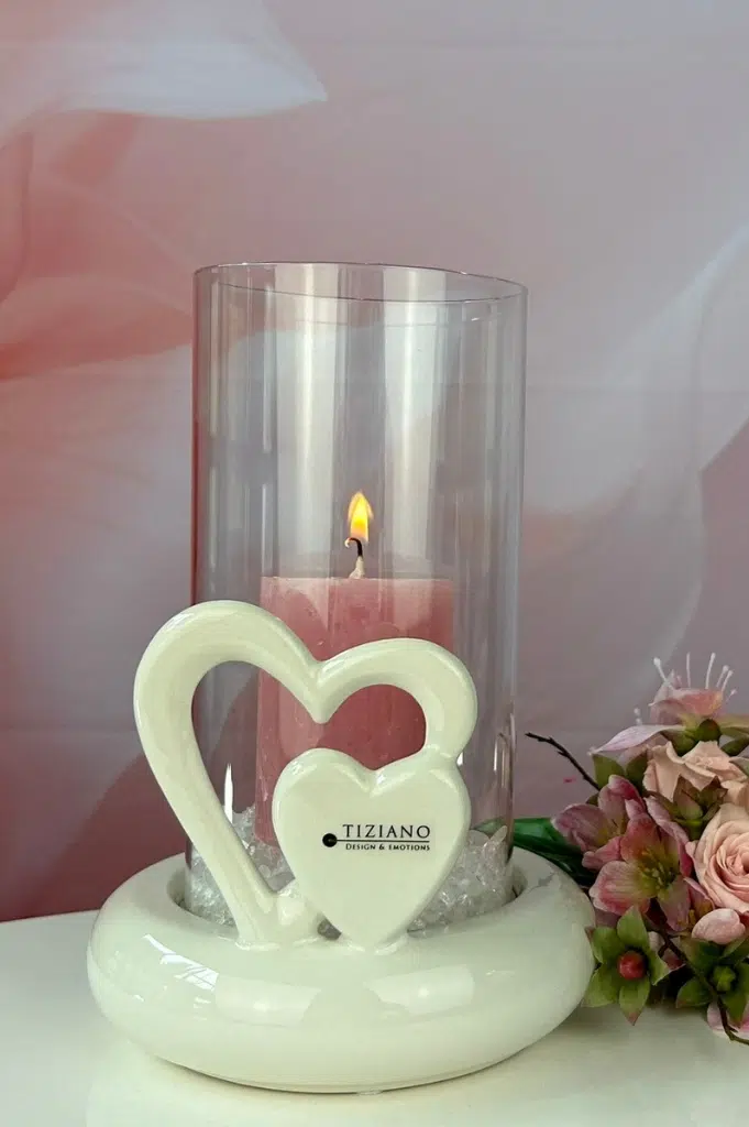 Windlicht Venezia Herz cremeweiß 17cm Windlicht Venezia Herz cremeweiß 17cm