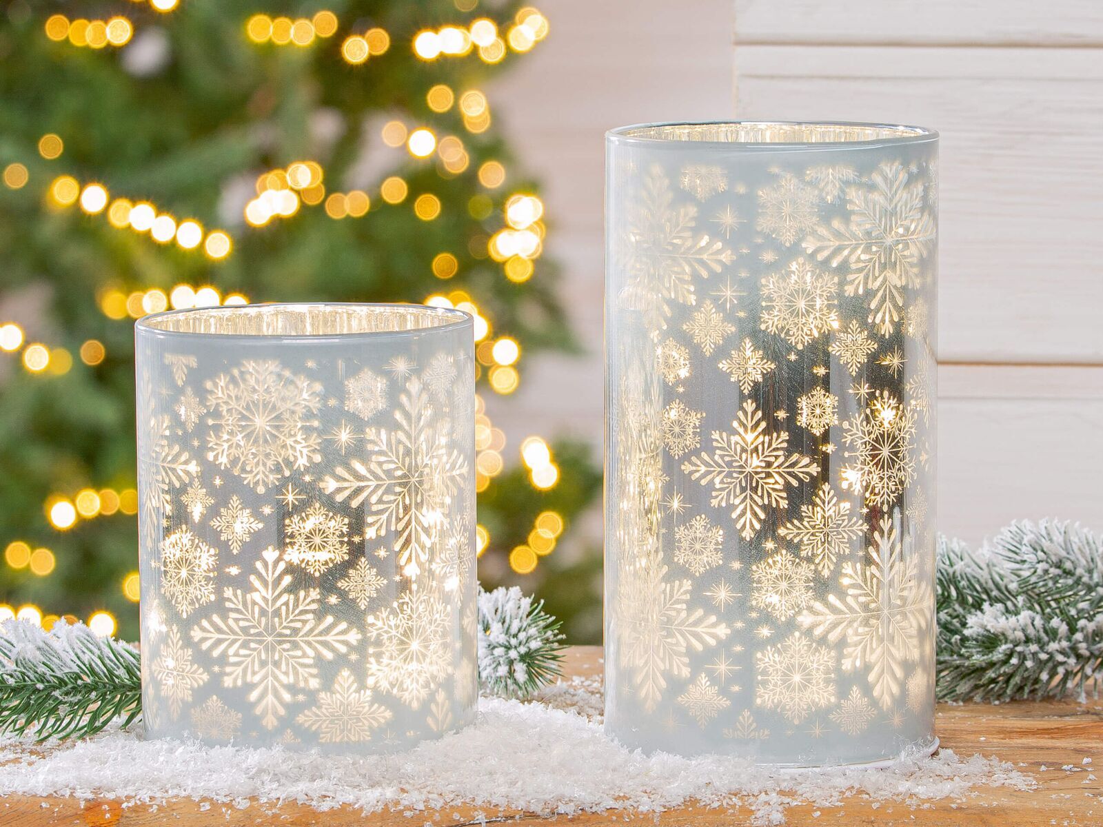 Windlicht Schneeflocke LED Glas 13cm Windlicht Schneeflocke LED Glas 13cm