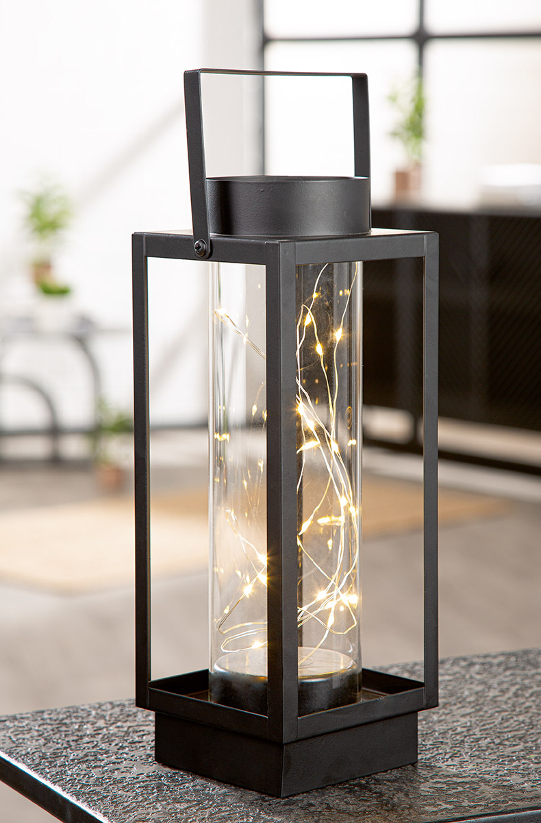 LED Windlicht Luna schwarz 30cm LED Windlicht Luna schwarz 30cm