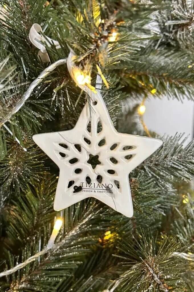 Hänger Stern Rosante Punkte 8,5cm cremeweiß Weihnachten, Weihnachtsdekorationen, Weihnachtsbaum, Christbaumschmuck, Festival