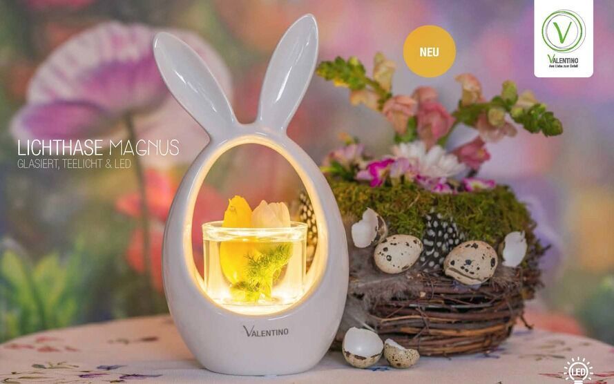 O090_1-middle Teelichthalter Hase Magnus 22cm LED