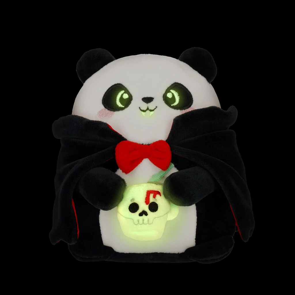 Legami Plüschtier Panda Bam-Boo Halloween Mini Super Soft Plushie, Panda, Leuchtend, Schädel, Cape