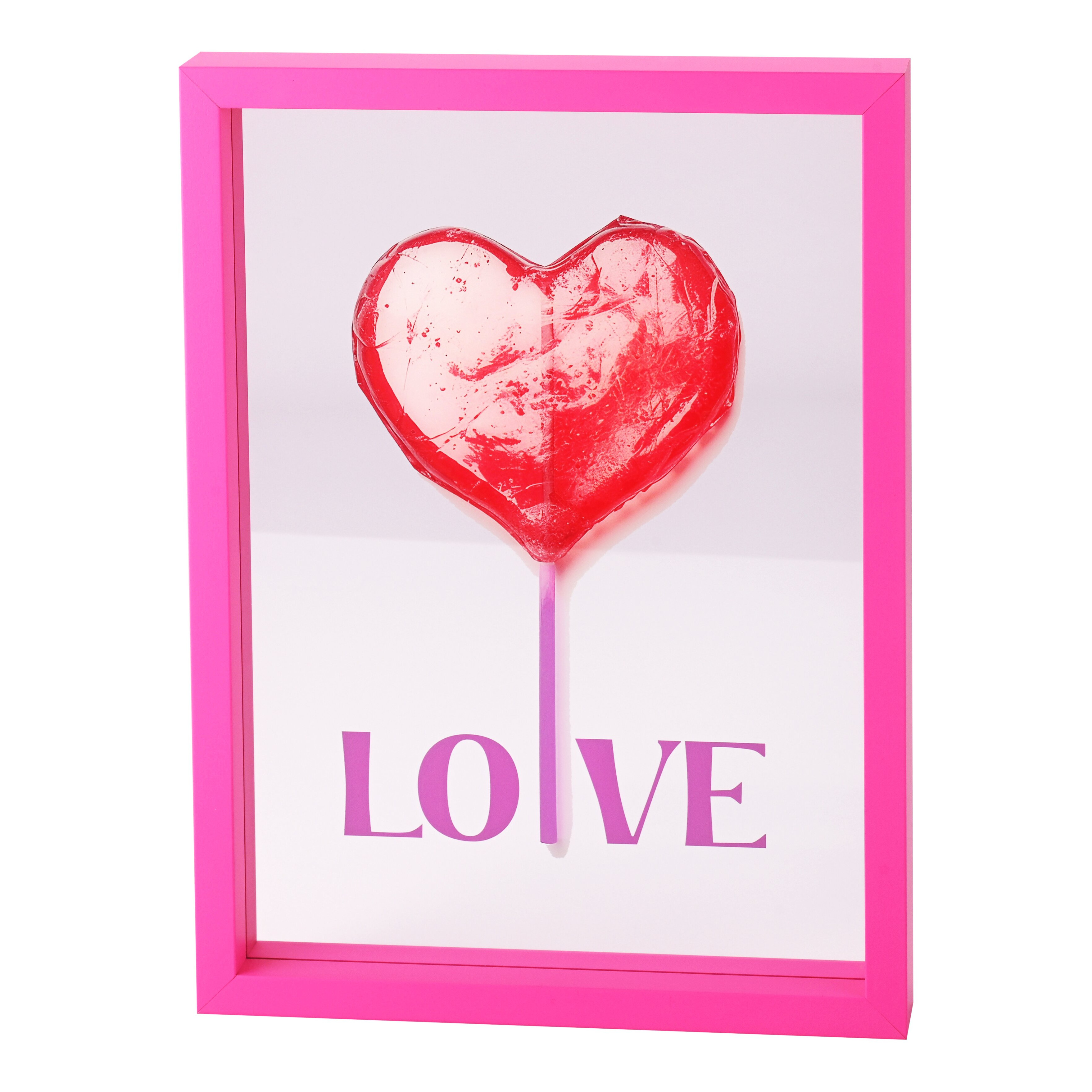 Herz-Lolly, Lollipop, Herzform, Rosa, Rahmen