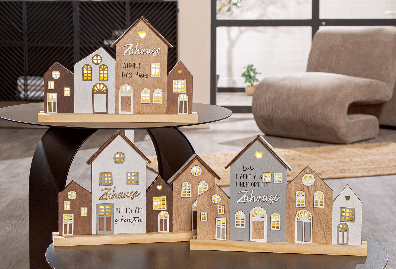 Deko Aufsteller Standrelief Zuhause LED Variante 1 Essen, Süßigkeiten, Plätzchen, Sperrholz, Holz