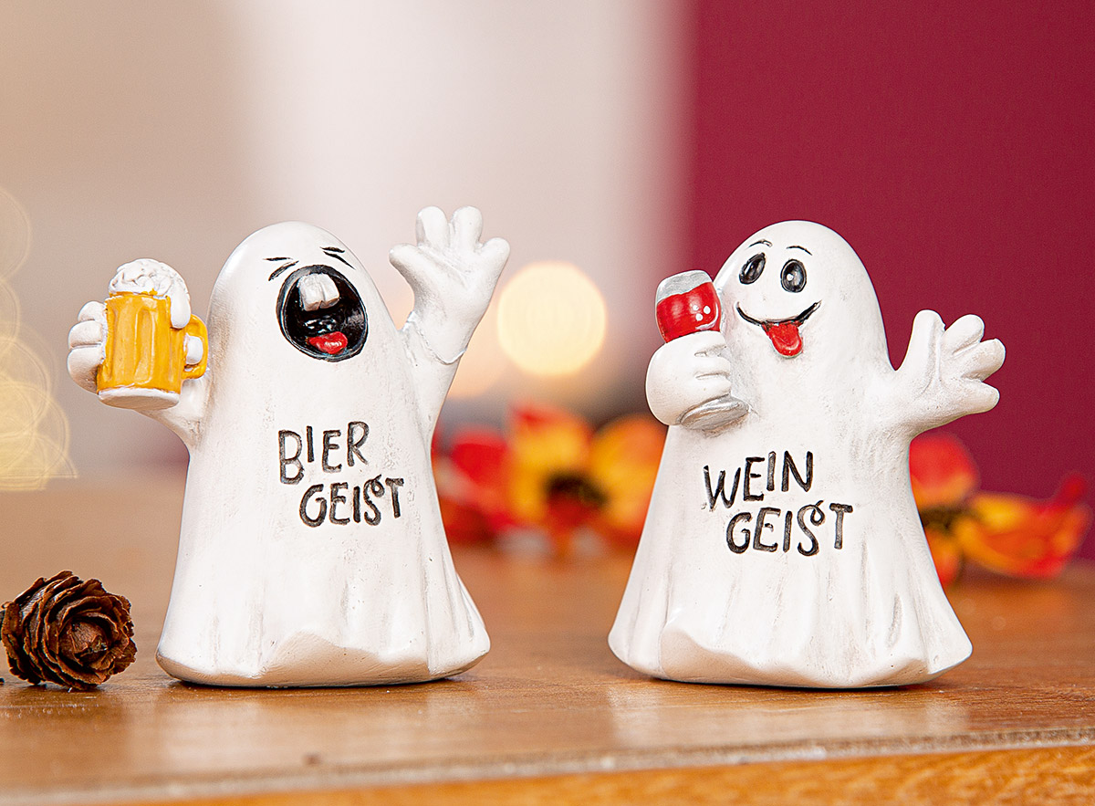 Dekofigur Geist Halloween "Biergeist" Dekofigur, Geist, Weiß, Bier, Wein