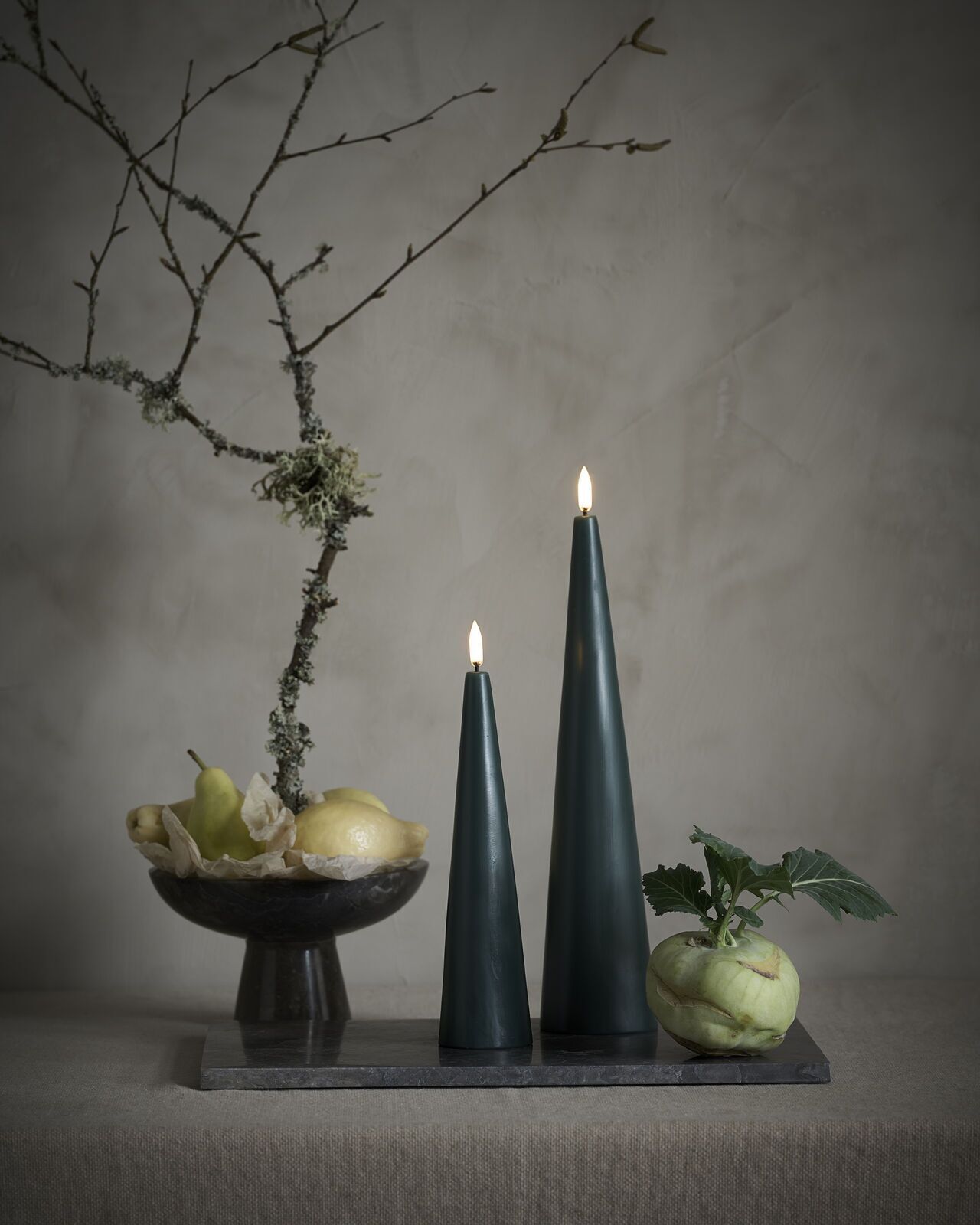 Uyuni LED Cone Candle 21,5cm Pine Green