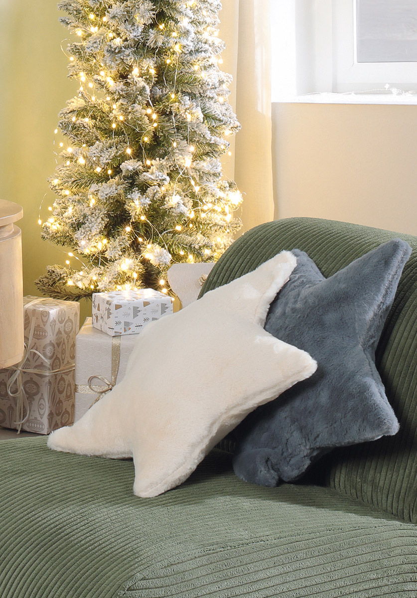 Kissen Stern Plüsch creme 45cm