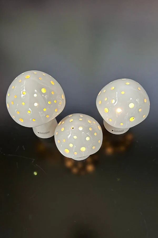 LED Pilz Niara 13,5cm cremeweiß lampen, globenlampen, LED-loch, gepunktete kugel, tischlampe