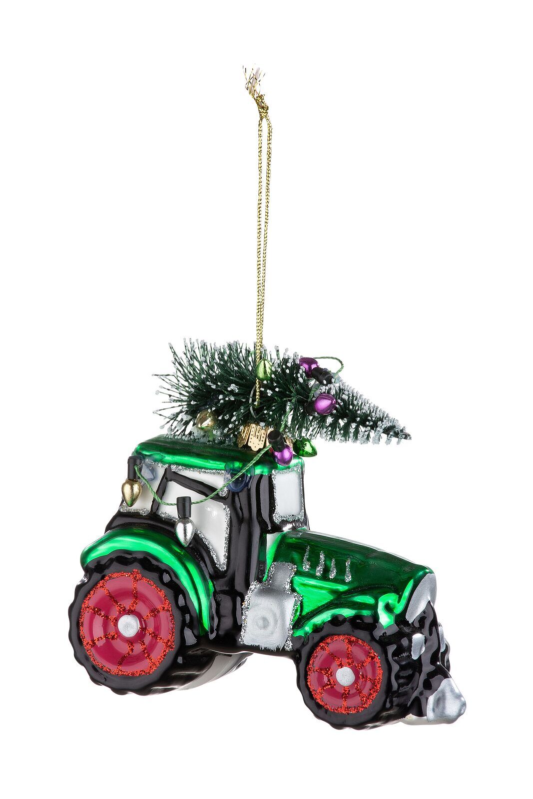 Baumschmuck Traktor mit Weihnachtsbaum Glas Pflanze, Pflanze im Topf