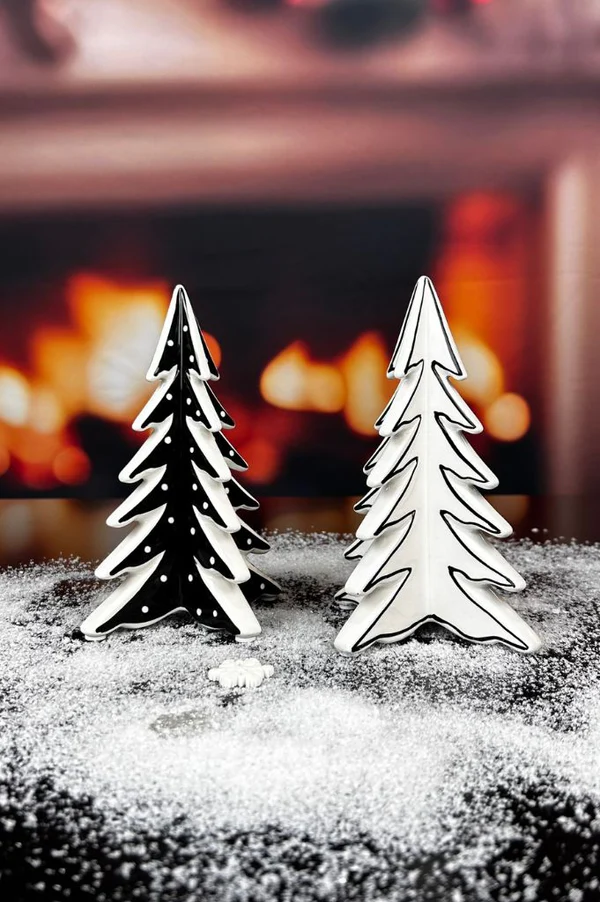 Deko Baum Martino cremeweiß/schwarz 17,5cm