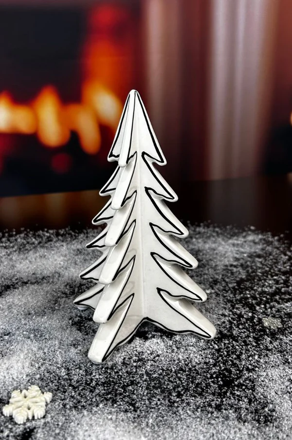 Deko Baum Martino cremeweiß/schwarz 17,5cm