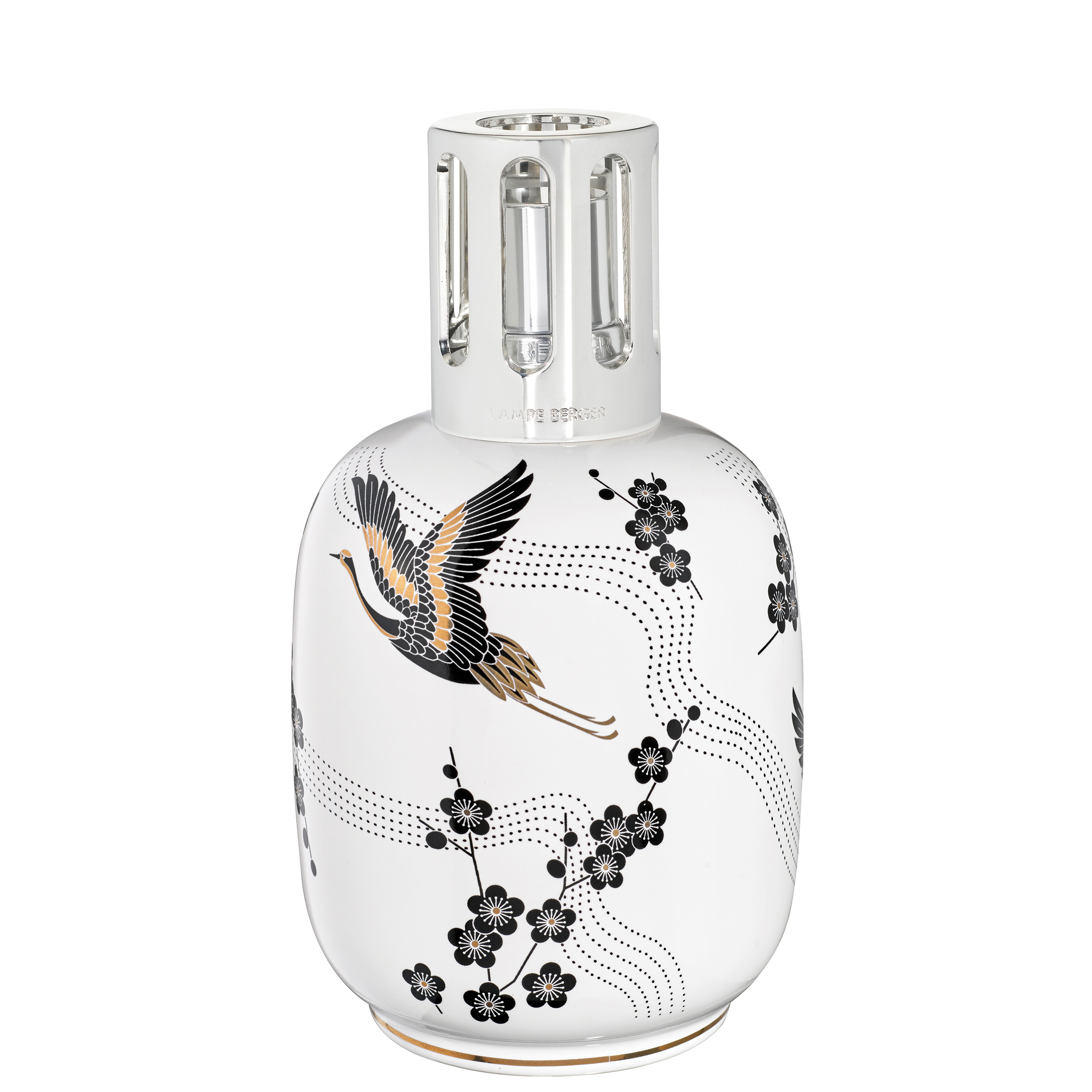 porzellan, parfümflasche, vogeldesign, blütenmuster, silberkappe