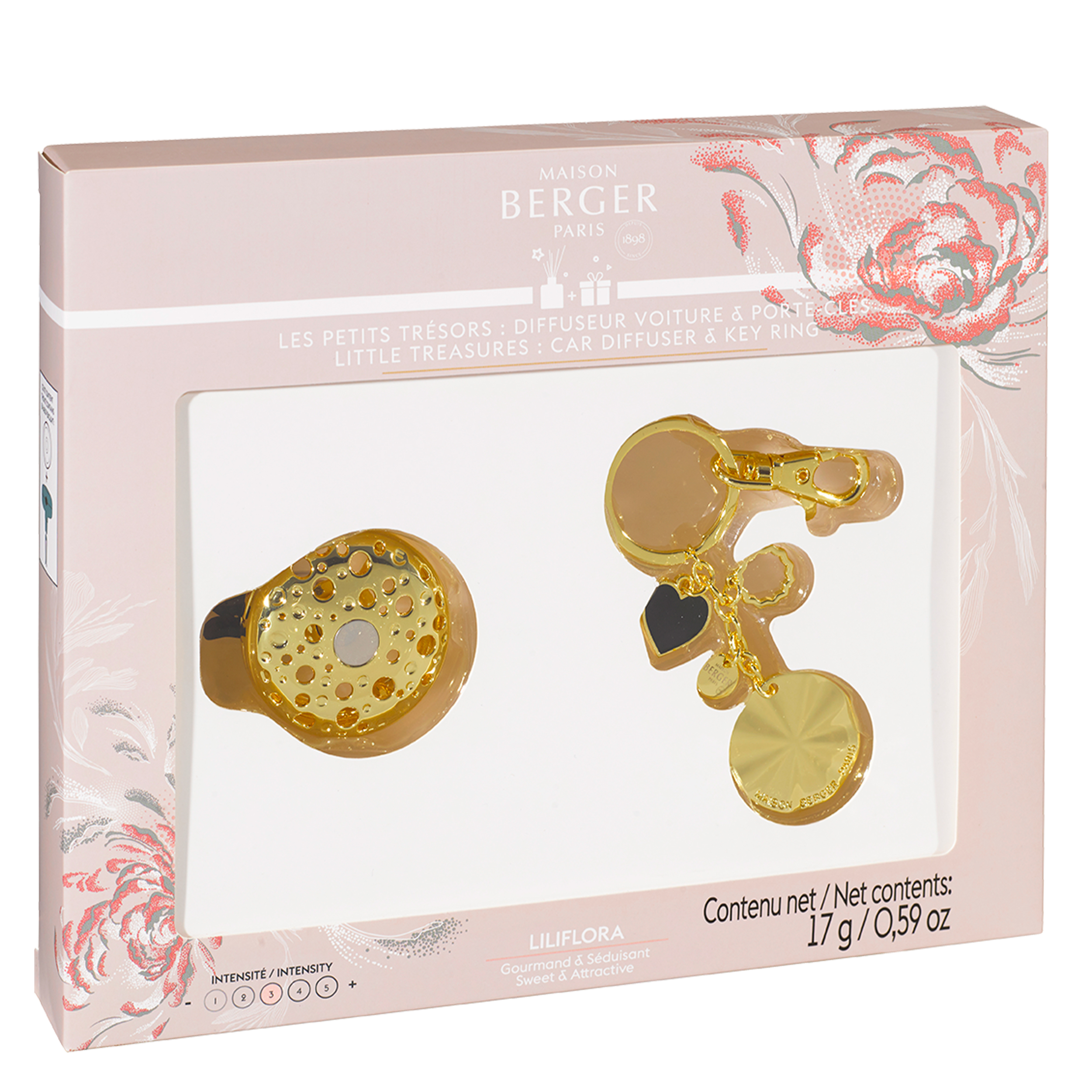 Ophelia - Florale Harmonie Gold Autoduft & Schlüsselanhänger Geschenkset Ophelia - Florale Harmonie Gold Autoduft & Schlüsselanhänger Geschenkset
