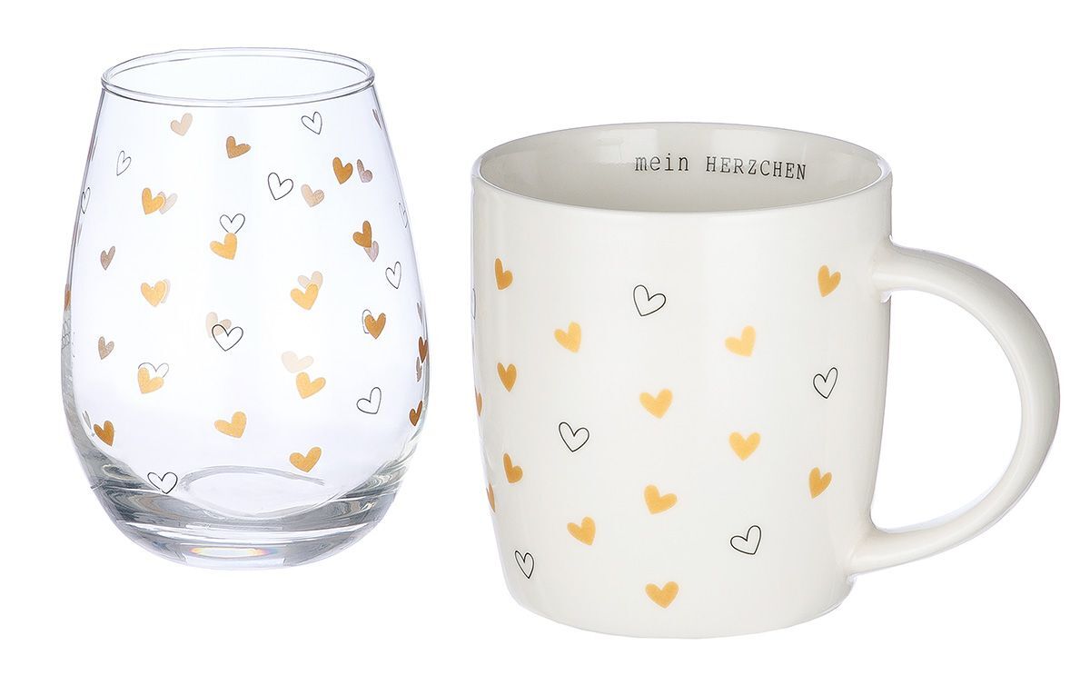 2er Set Tasse und Glas "Mein Herzchen"
