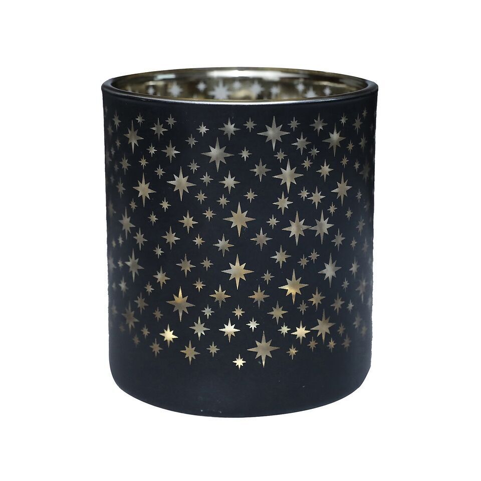 Windlicht Stars schwarz 10cm