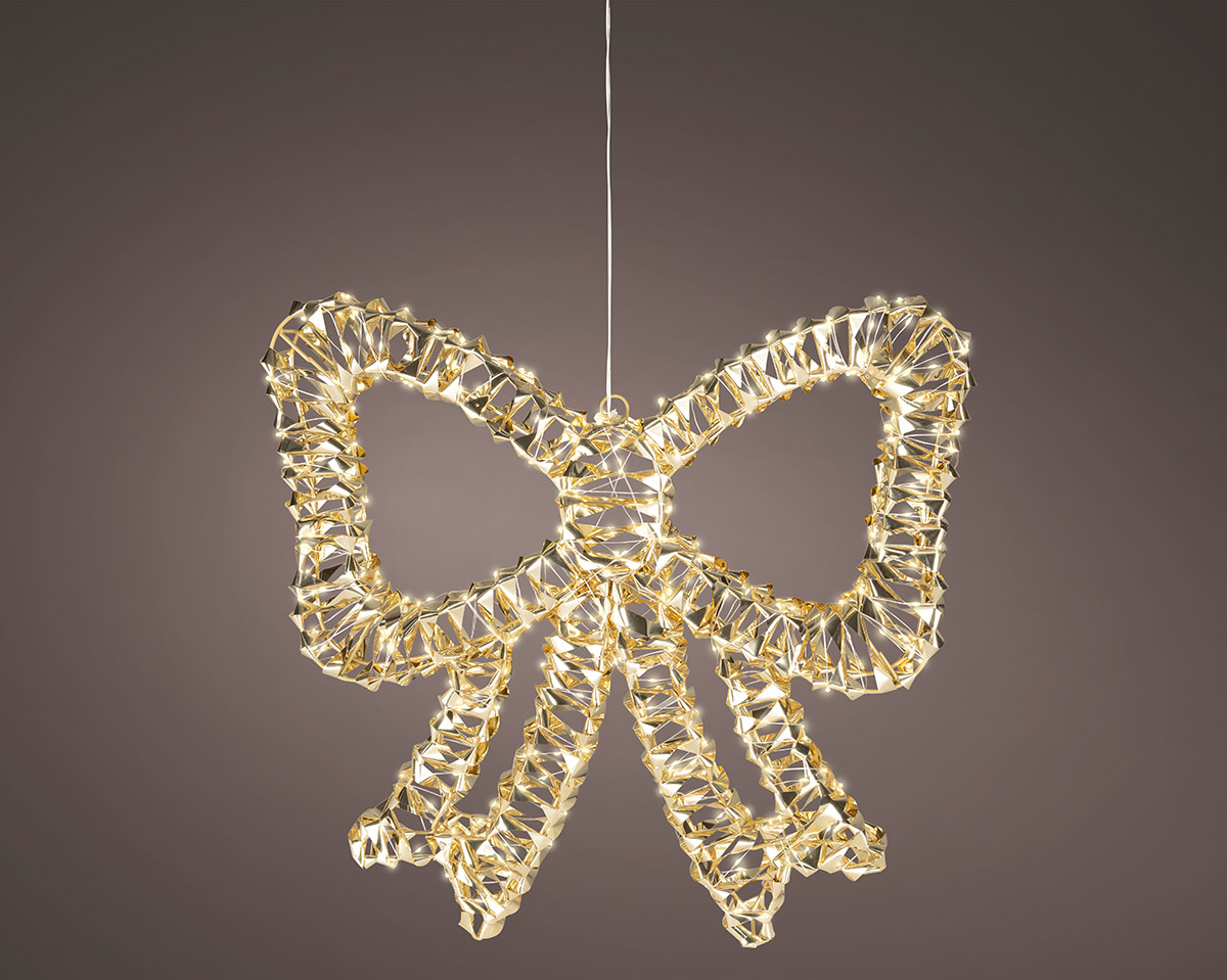 Dekoobjekt Schleife Flare LED 46cm Hänger, Weihnachtsdeko, Girlande, Lichterkette, Schleife