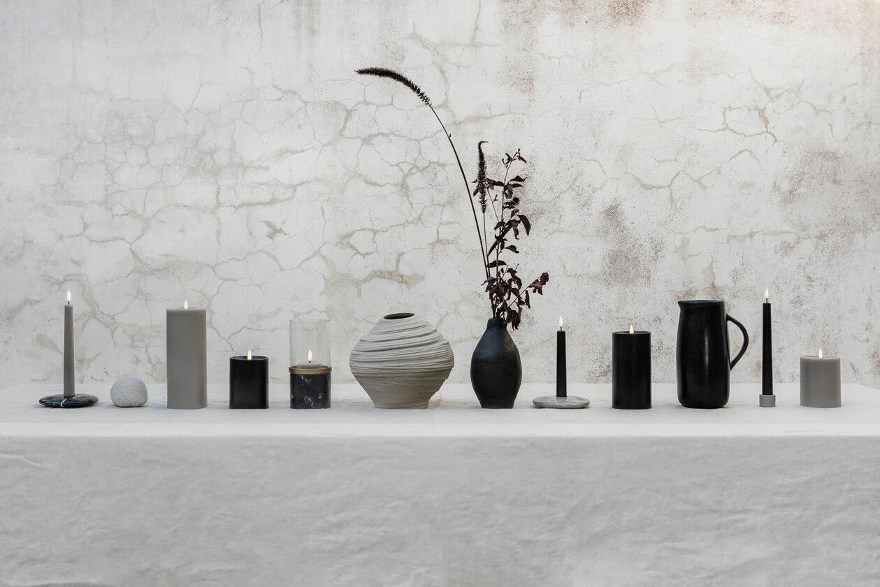 Uyuni LED Tafelkerze 15cm sandstone 2 Stück