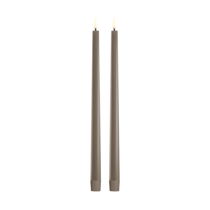 Piffany LED Spitzkerzen im 2er-Set, Sandstone, 2,3x32cm kerzen, duo-kerzen, brenndauer, grau, langzeitkerzen