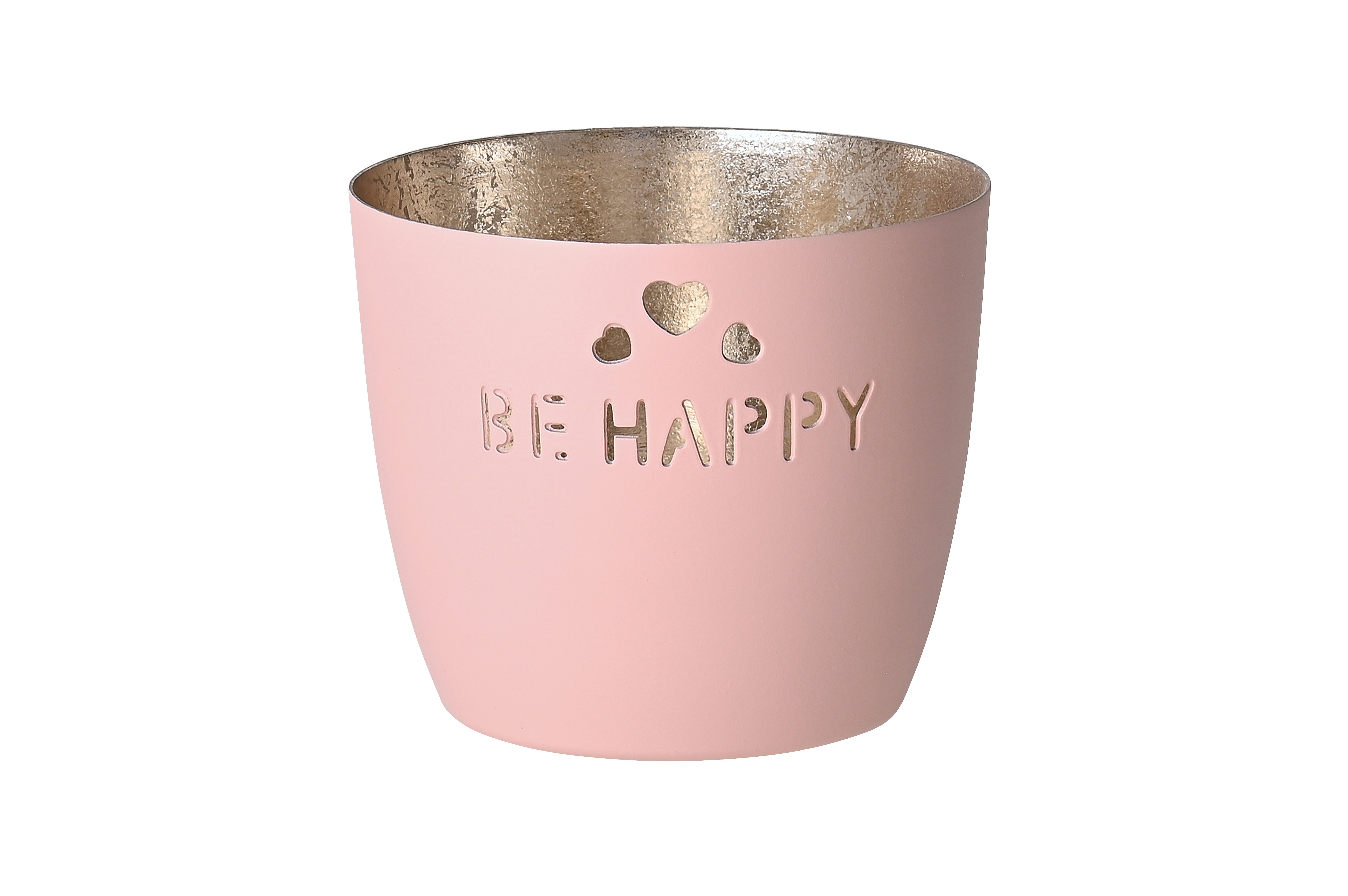 Madras Windlicht M Be Happy blush/gold