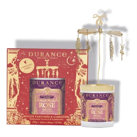 Set mit Karussel und Duftkerze 180gr Edelrose Sultane rose, kerze, bougie, parfümierte kerze, duh?
