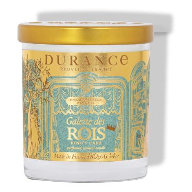 Natürliche Duftkerze Drei Königskuchen 180g von Durance mustard, gold, tin, kerzen, etikett