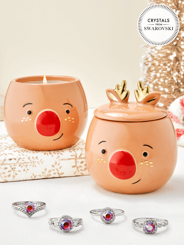 Charmed-Aroma-Reindeer-Candle-Rhodium Reindeer Kerze mit Swarovski Kristallen (Ring)