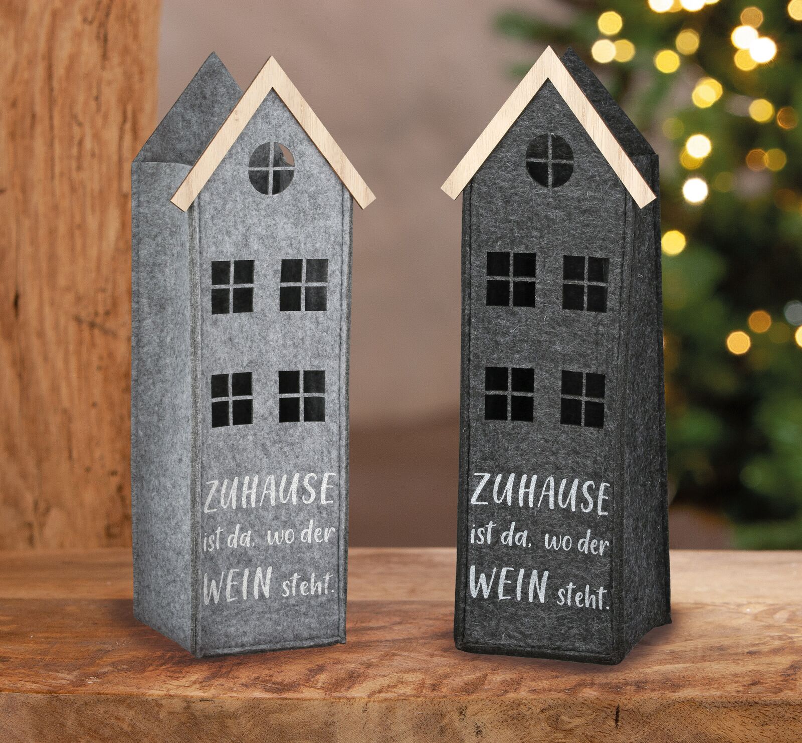 Flaschentasche Haus Filz dunkelgrau Flaschentasche Haus Filz dunkelgrau