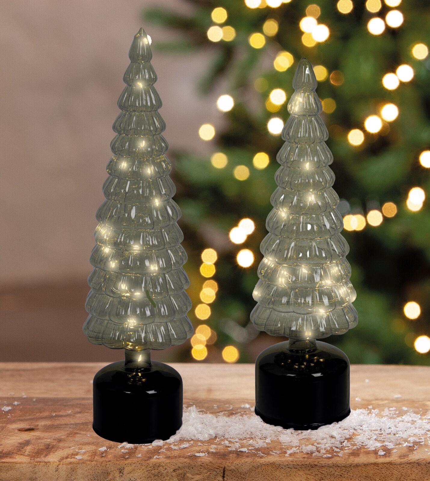 Dekoobjekt Weihnachtsbaum Glas LED 37cm Grün Weihnachten, Weihnachtsdekorationen, Festival