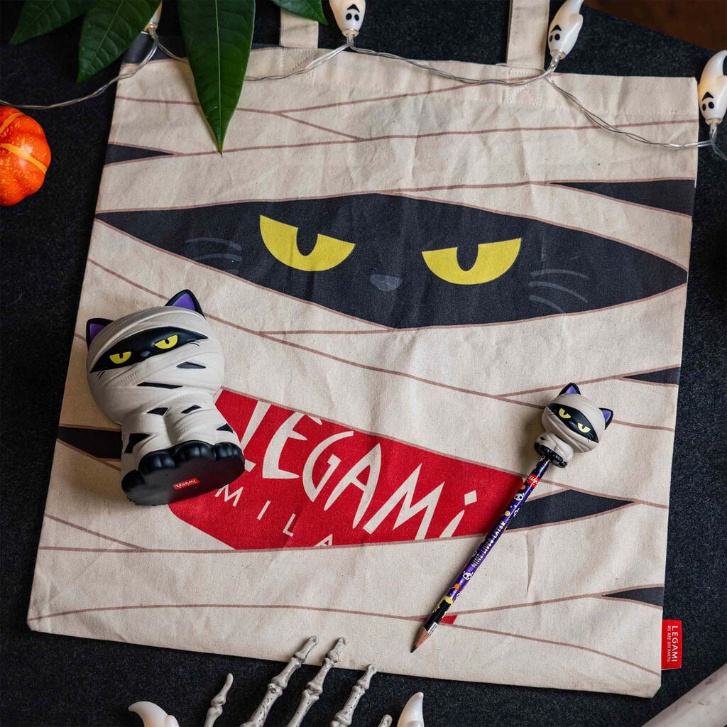 SQUEEZIES - Anti-Stress-Bleistift Kitty Katzenspielzeug, Katzenschuhe, Stofftasche, Schwarz-Gelb, Bleistift