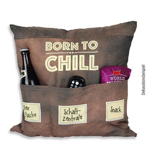 Männerkissen Born to Chill mit 3 Einstecktaschen