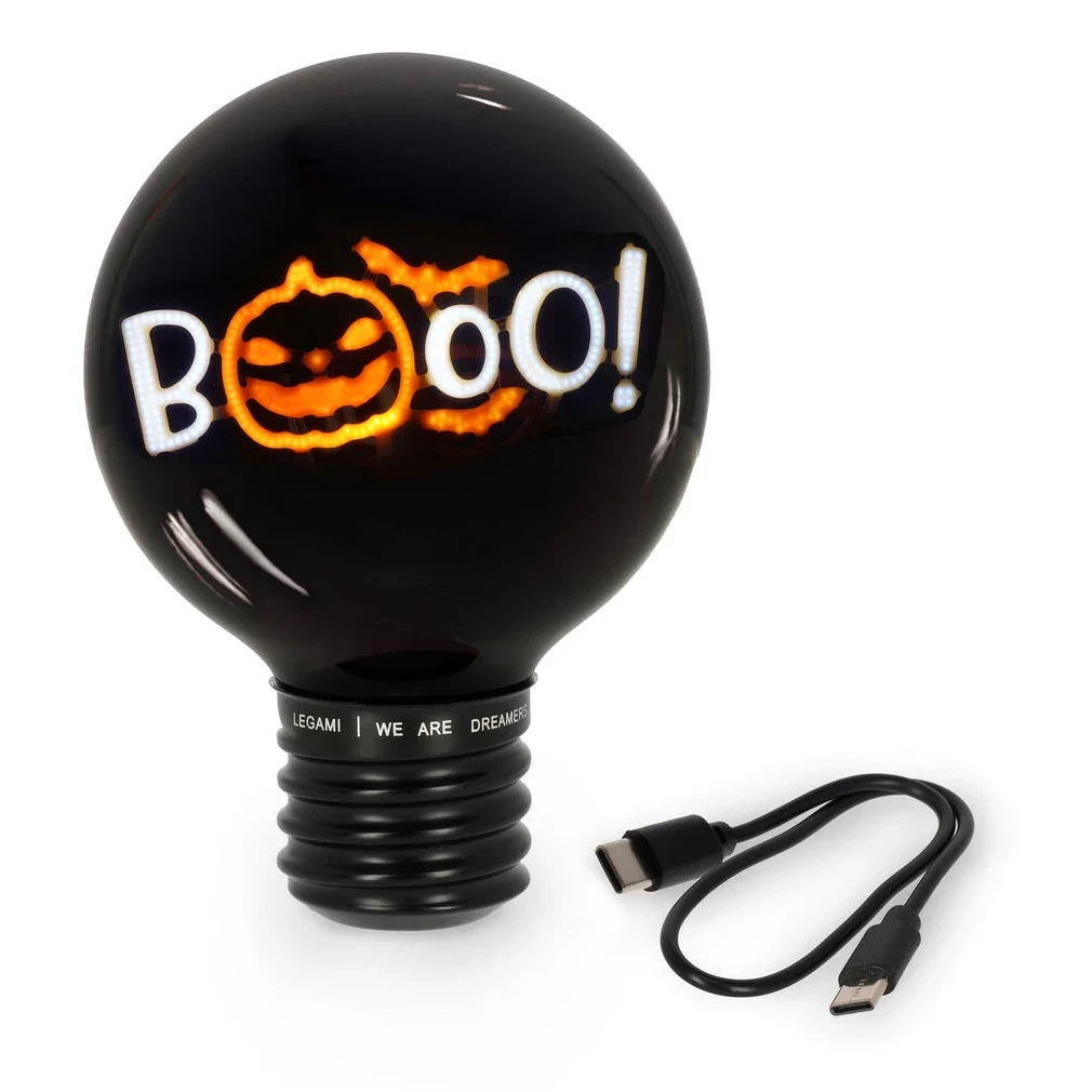 Glühbirne, LED, USB-C, Schwarz, Halloween