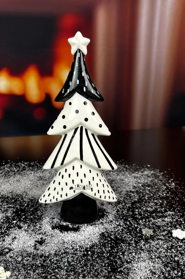 Deko Baum Medora 24cm schwarz/cremeweiß Deko Baum Medora 24cm schwarz/cremeweiß