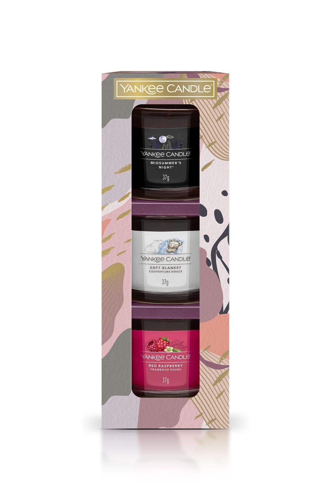 3 Glasvotivkerzen à 37g Geschenkset 2024