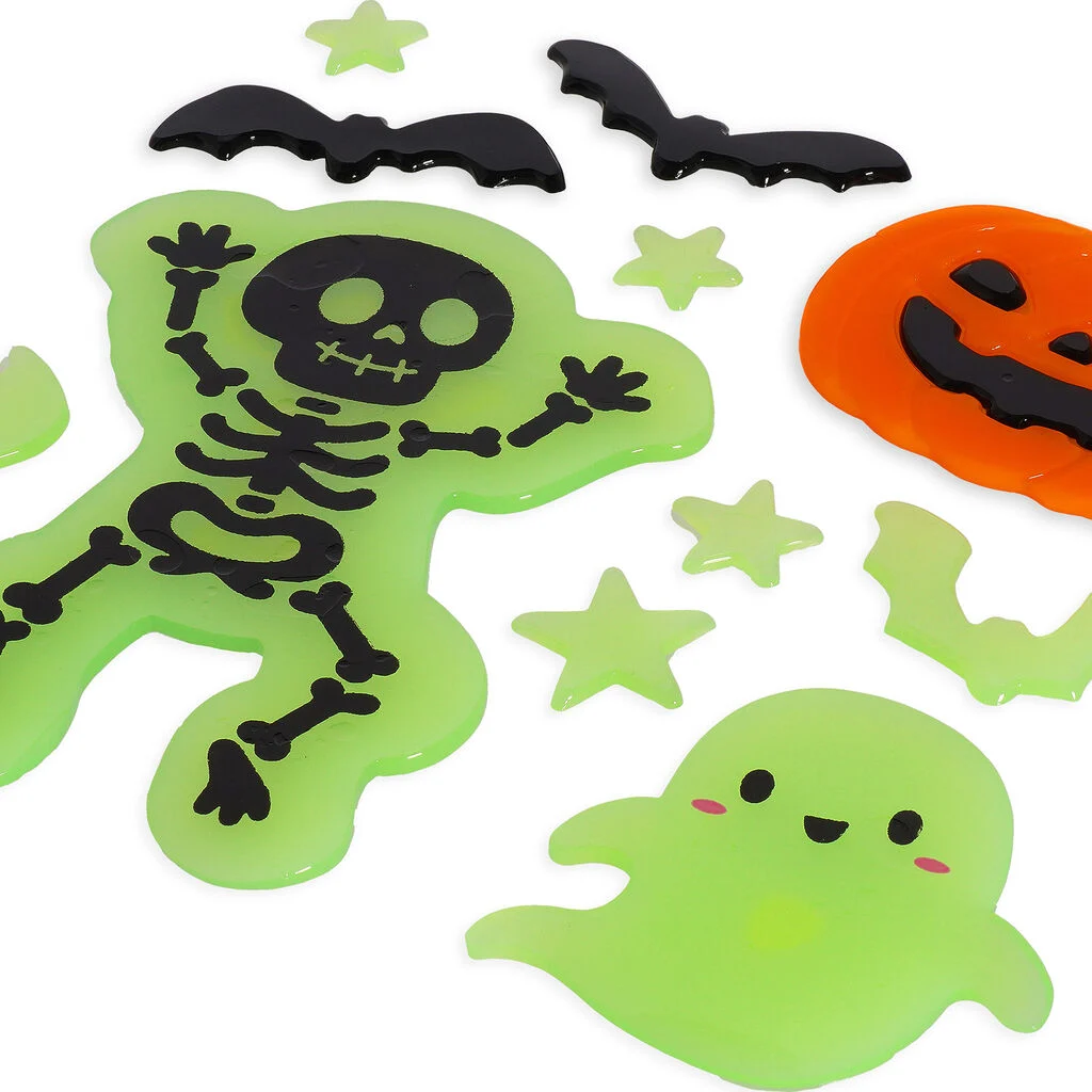 Legami Set of Gel Window Stickers - Windo-Glow 20x20cm Halloween, Sticker, Dekor, Geist, Schädel
