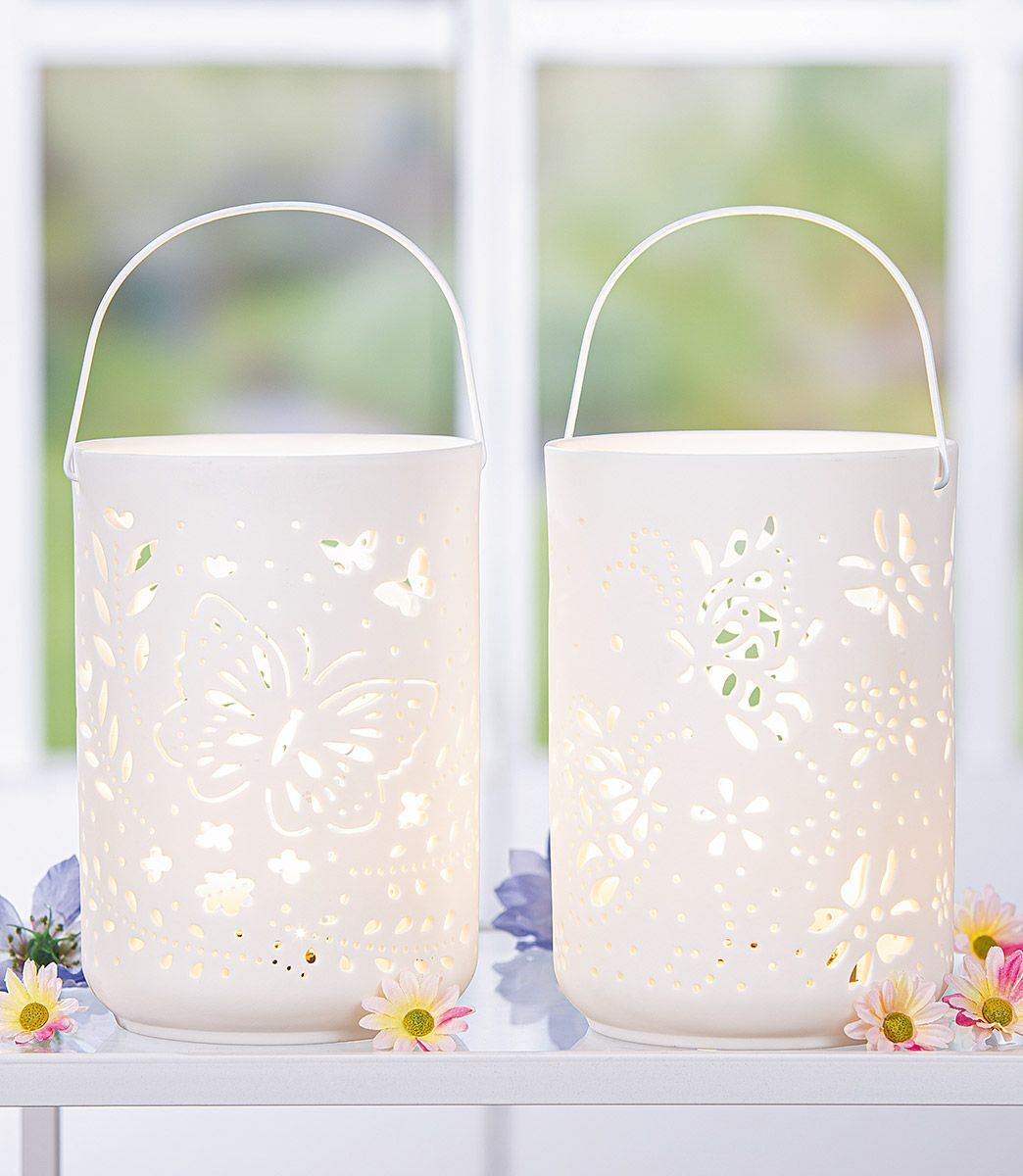 Windlicht Butterfly Porzellan 18cm Variante 1