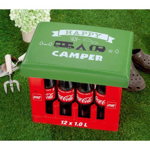 Sitzpolster Happy Camper grün Gras, Pflanze, Getränk, Limonade, Flasche