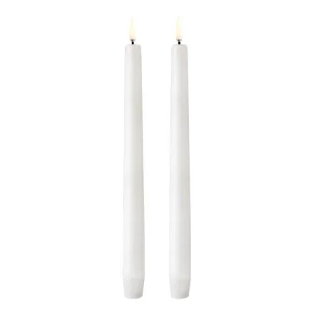 Piffany LED Spitzkerzen Nordic White, glatt, 2er-Set, 2,3x25cm Kerzen, Stumpenkerzen, weiße Kerzen, Duokerzen, Brennzeitunbekannt