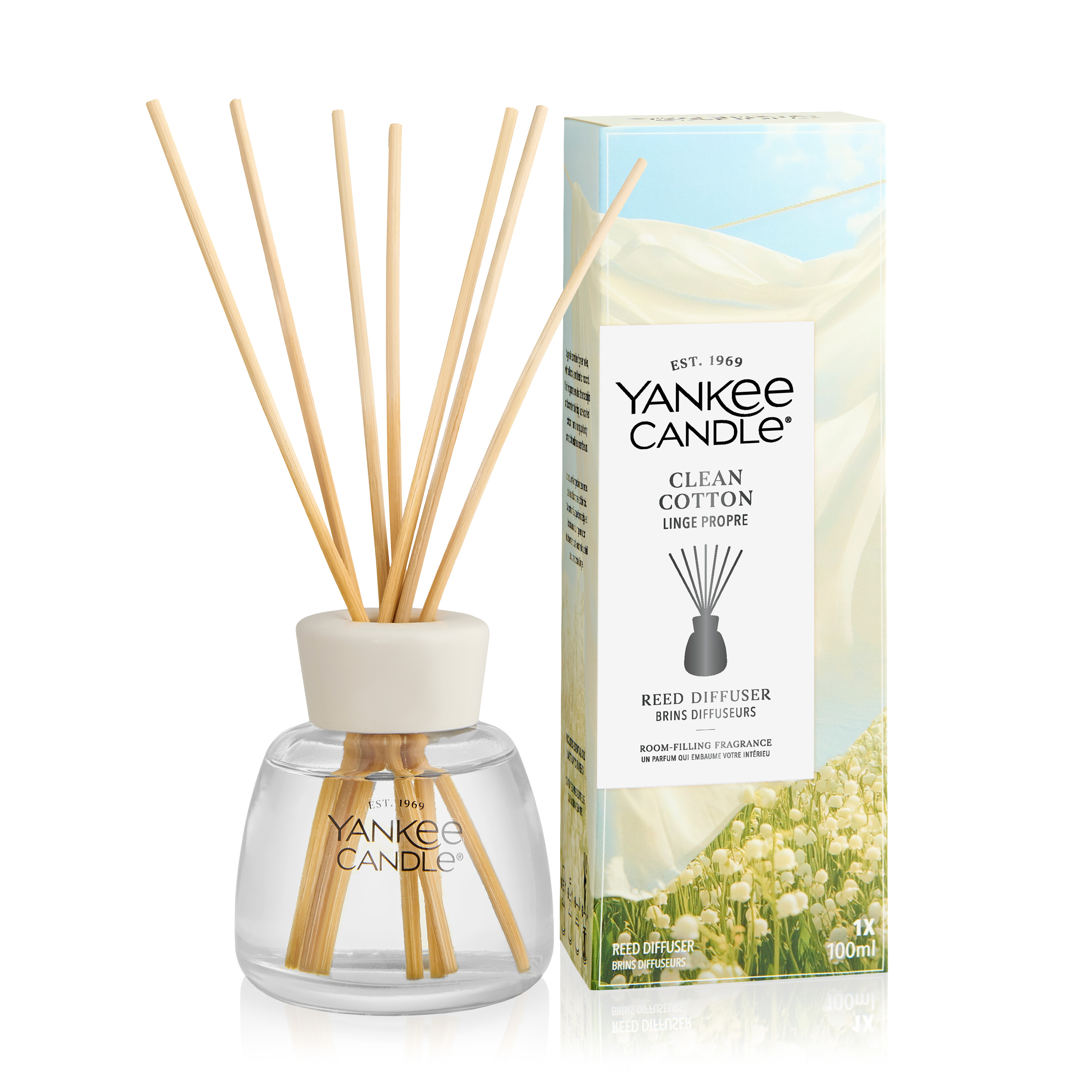 Clean Cotton Signature Reed Diffuser 100ml Raumduft, Diffuser, Reed Diffuser, 100 ml, Holzstäbchen
