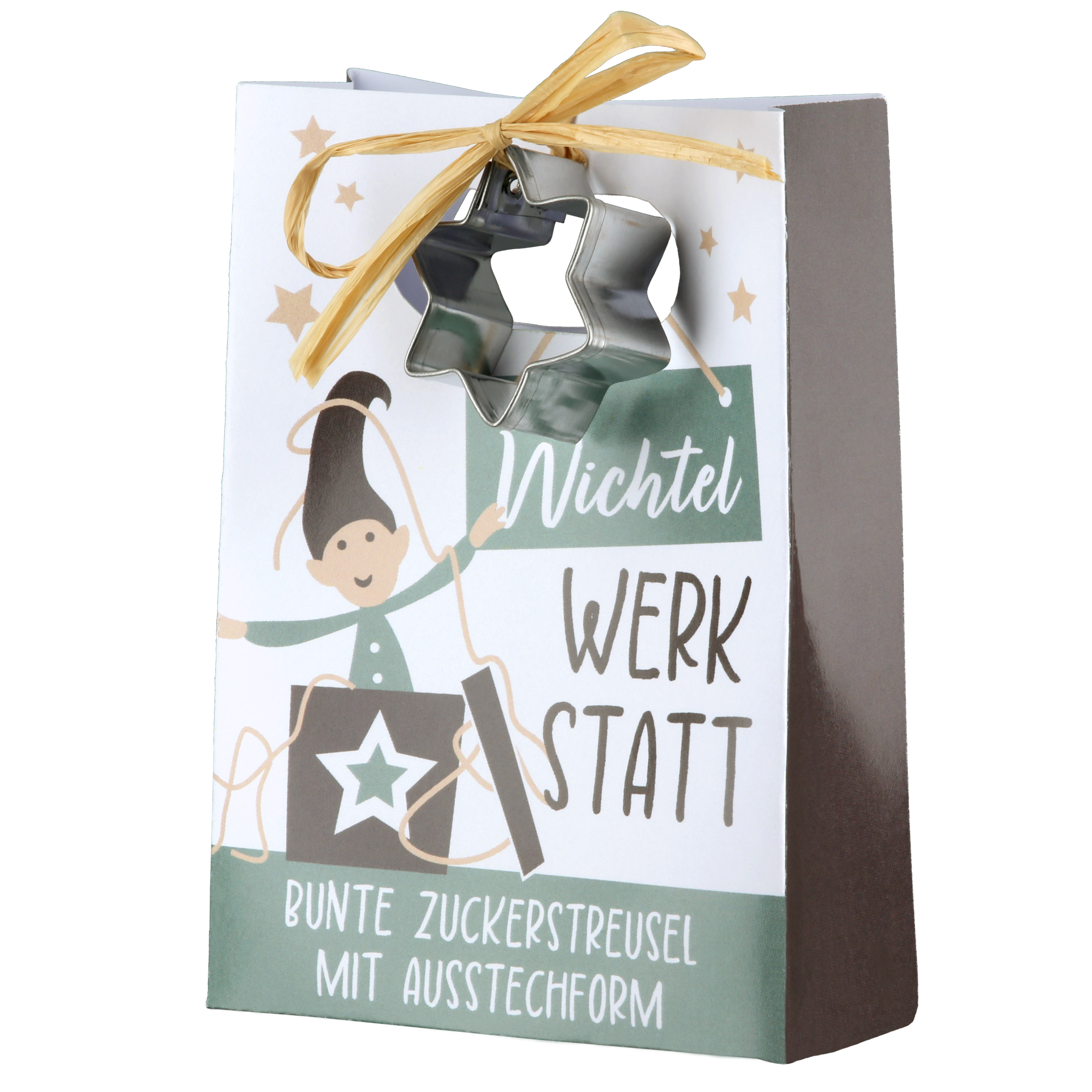 Geschenkbox, Stern-Ausstecher, Aufdruck-Design, bunte Süßigkeit, Schnur Band