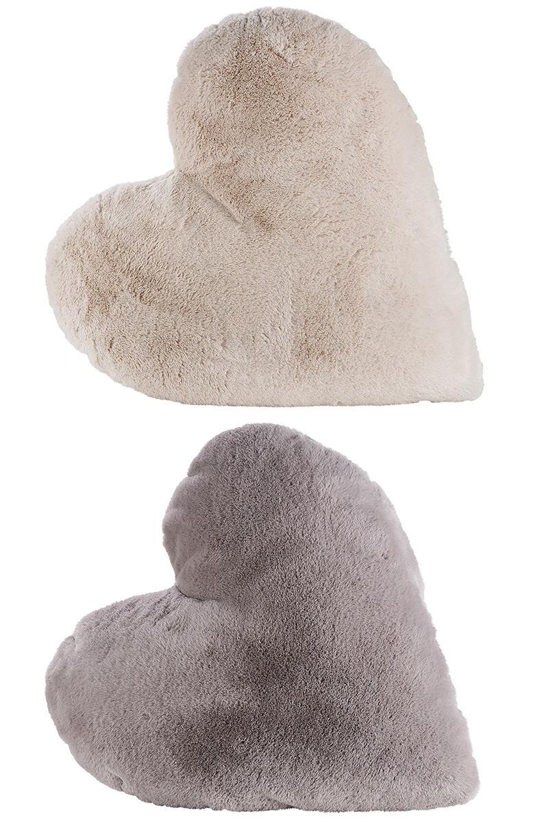 Kissen Herz Plüsch grau 44cm