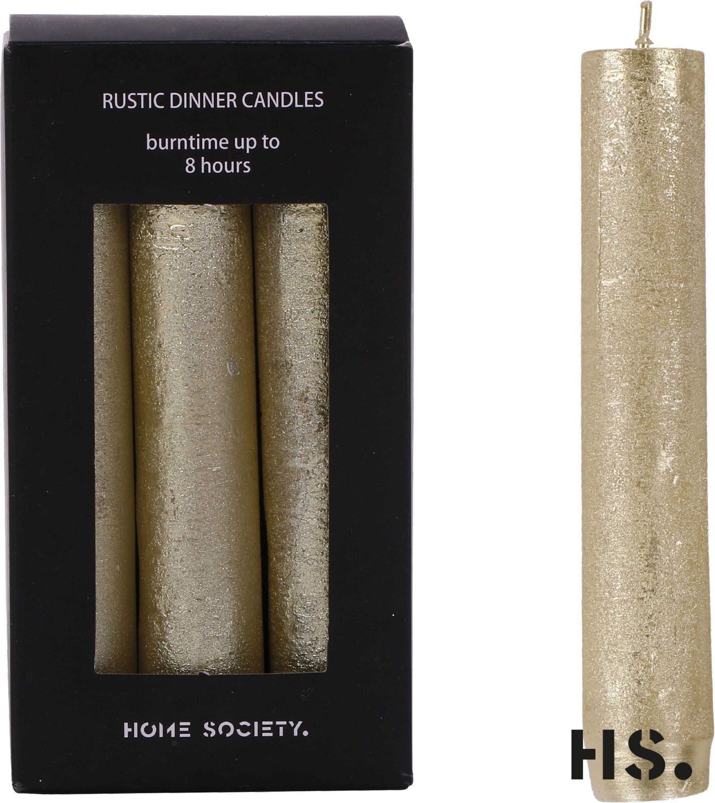 Rustic Dinner Candle S gold 6 Stück