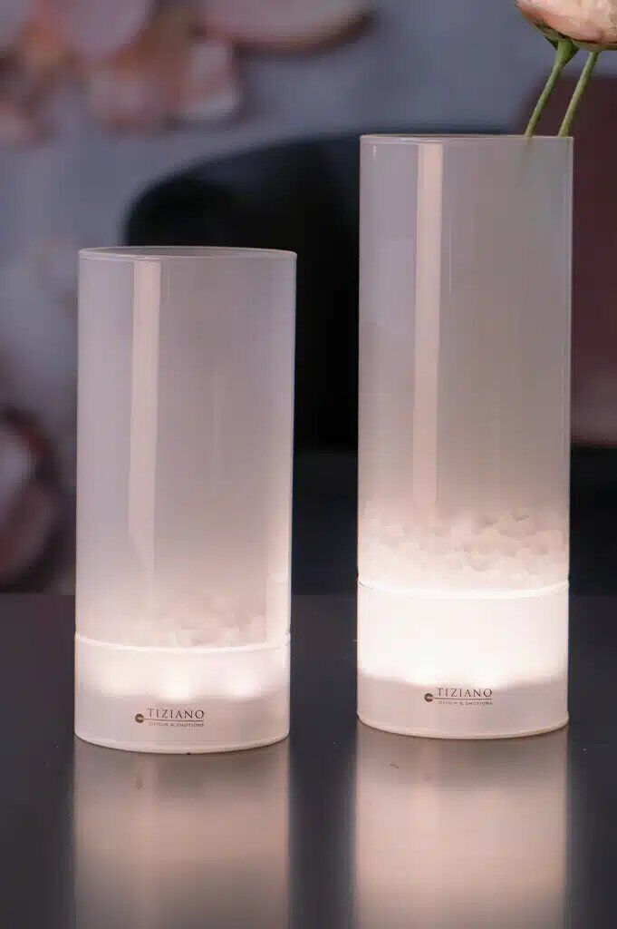 Glasvase Tanalo LED satiniert 20cm