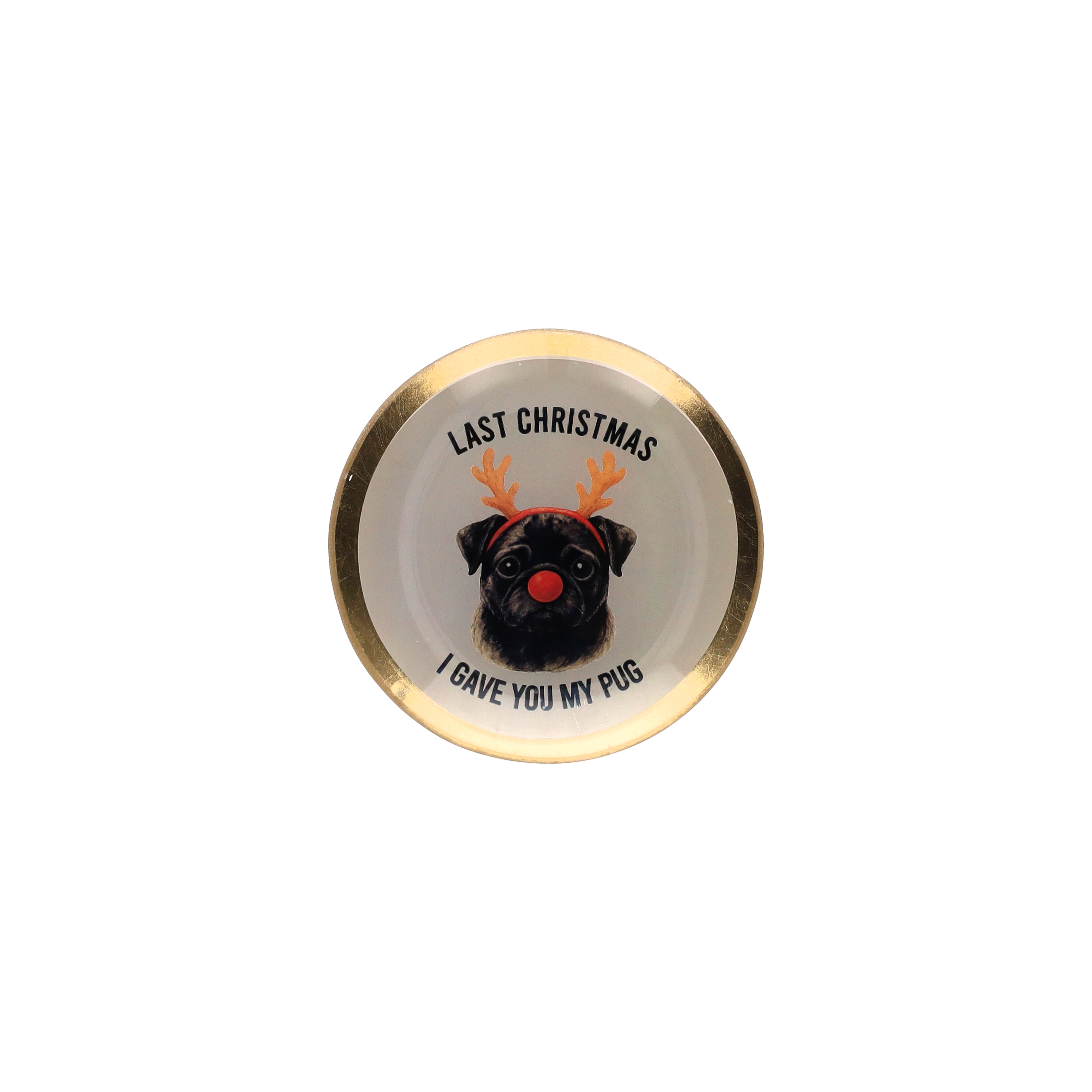 Love Plates Glasteller S mit Motiv Last Christmas I gave you my pug pug button, dog image, reitkopf reindeer?, rote nase, weihnachten