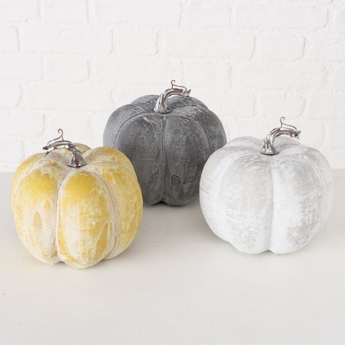 Dekokürbis Timea 14cm hellgrau