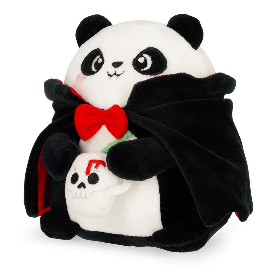 Plüschfigur, Panda, Cape, Schädel, Rote Schleife